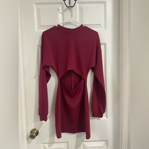 Maroon Sexy Long Sleeve Dress